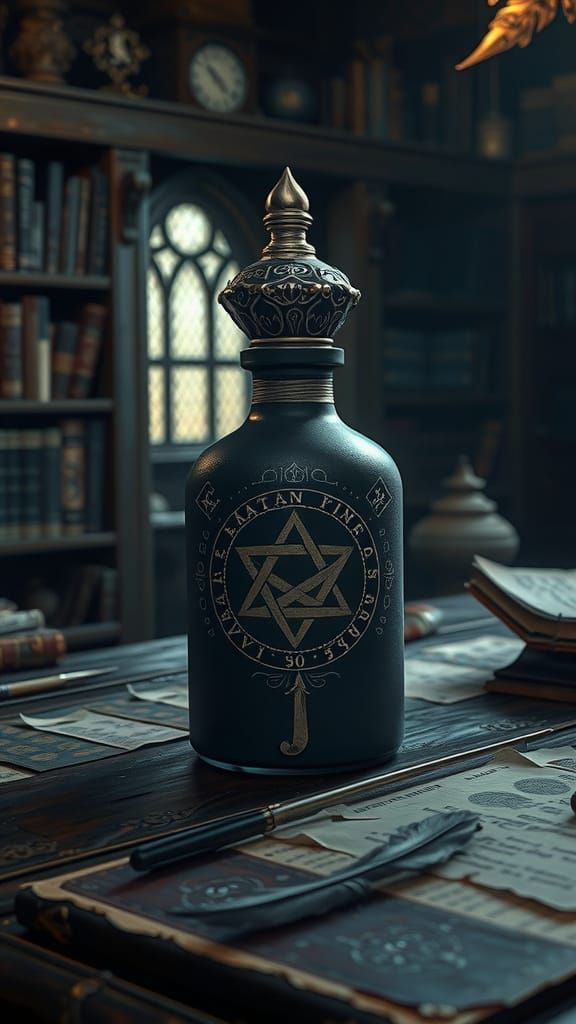 Mystical Ink Bottle in Fantasy Library Concept Art