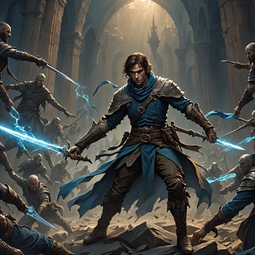 Half-Elf Rogue Wields Psychic Powers in Dark Fantasy Art