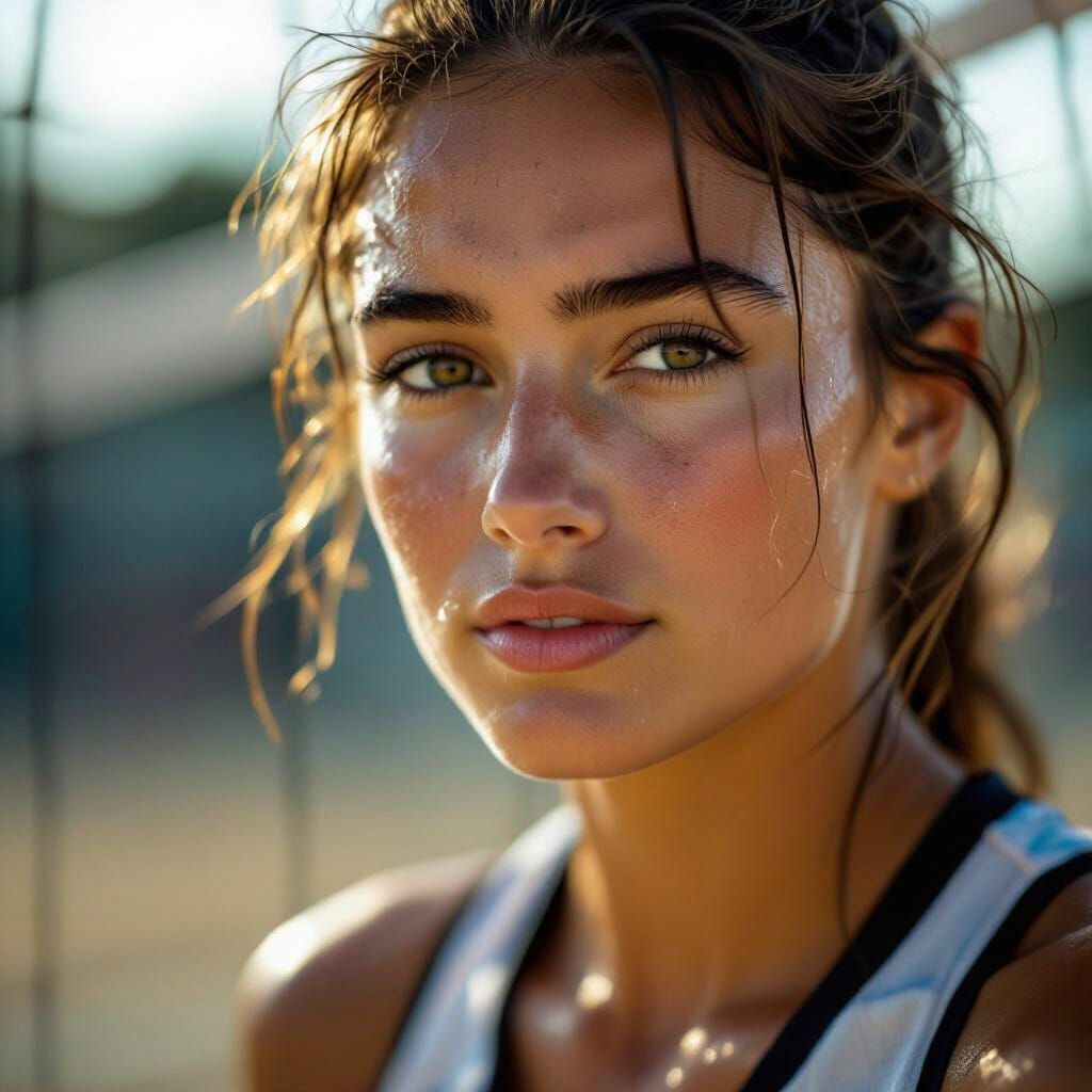 Triumphant Female Volleyball Player Portrait