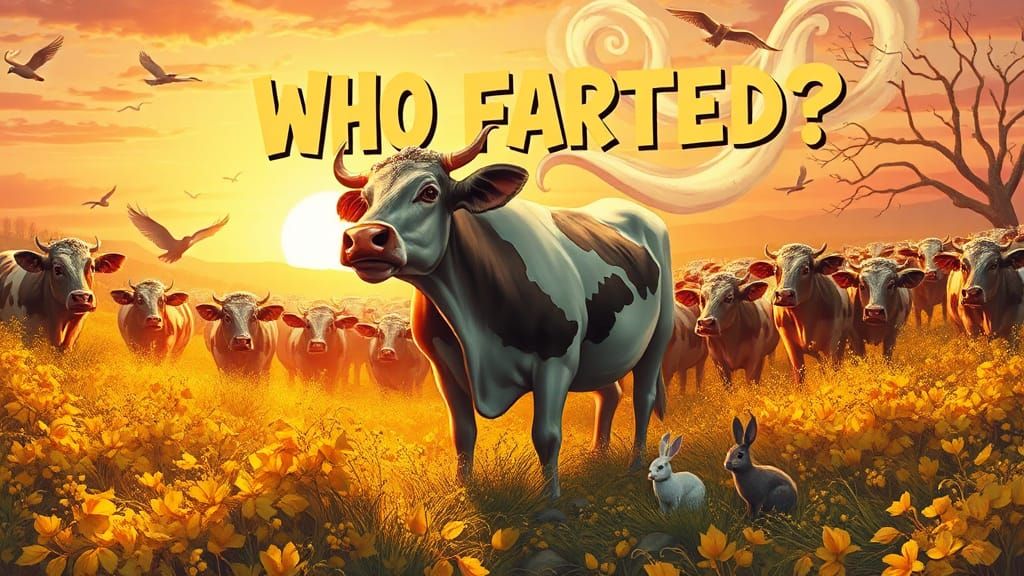 Humorous Cows Farting in Comic Book Art Style