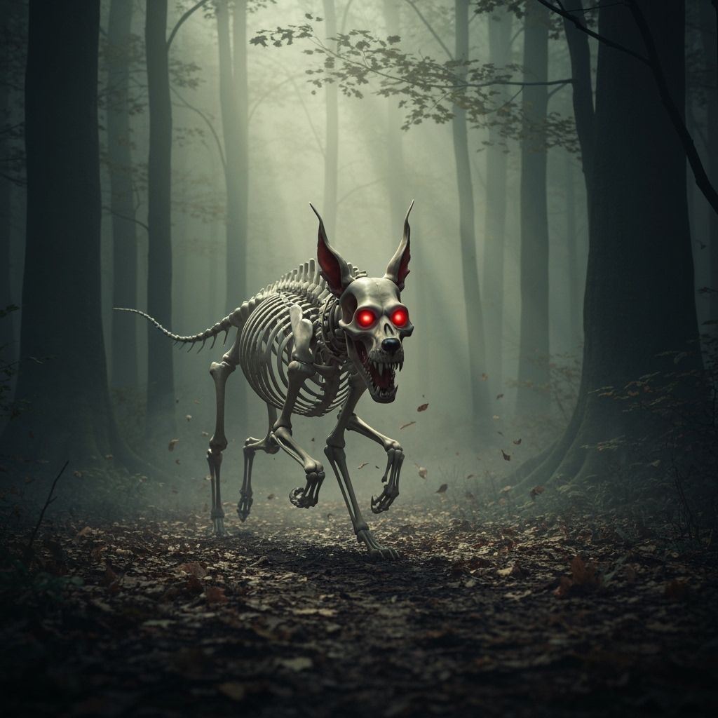 Skeletal Hound in Dark Fantasy Forest