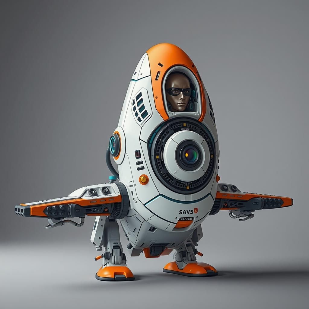 Futuristic Toy Astronaut Transformer Spaceship