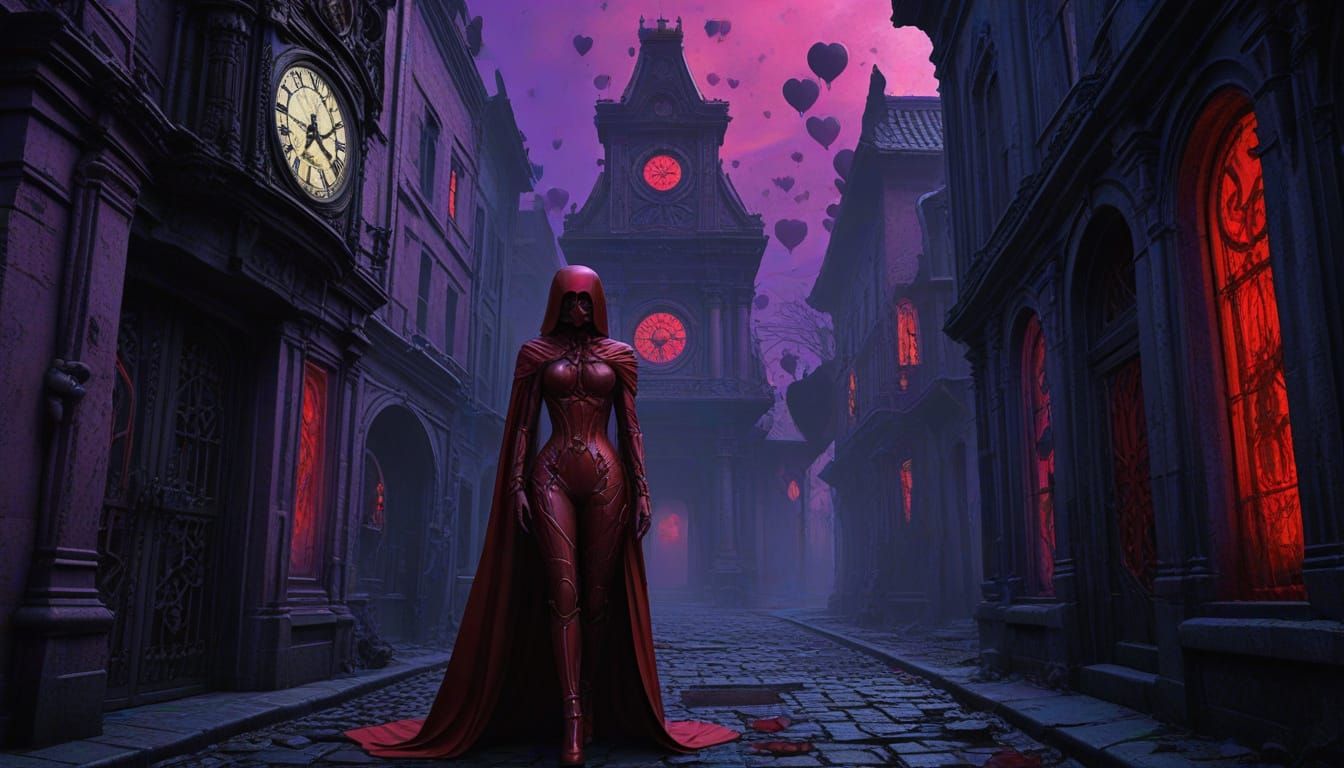 Gothic Goddess in Latex Catsuit Descends into Dark Alleyway