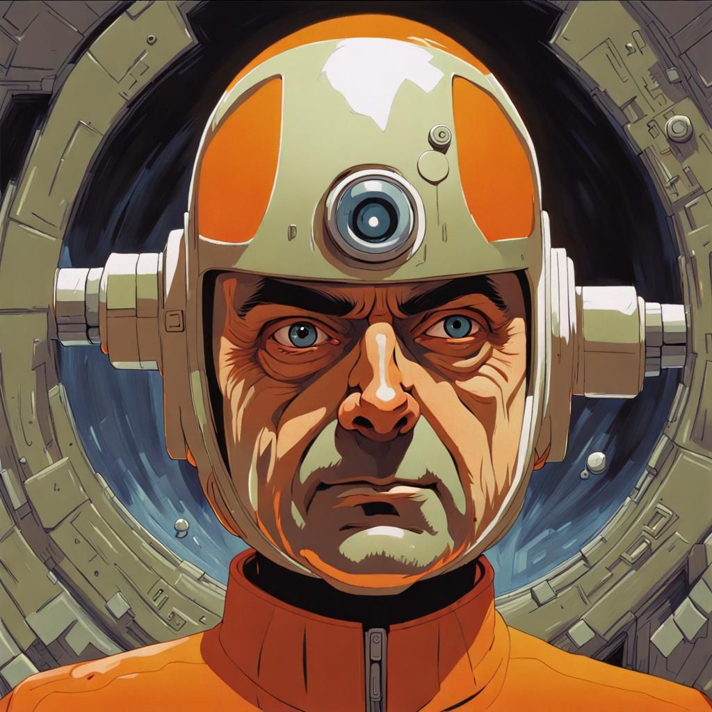 Mr. Bean as Metatron in Naruto: Impasto Painting