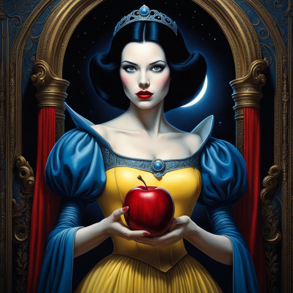 Disney Princess Snow White in Moonlit Landscape
