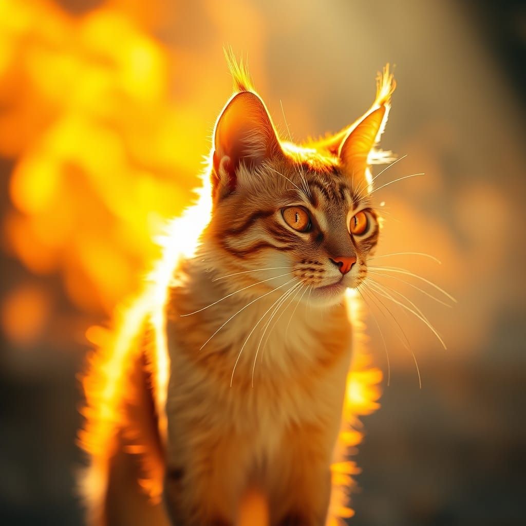 Fiery Feline: A Cat Crafted from Living Flames