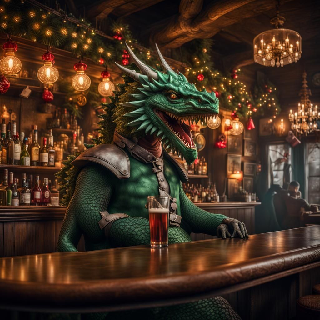 Festive Dragon in Mad Max Style Christmas Bar