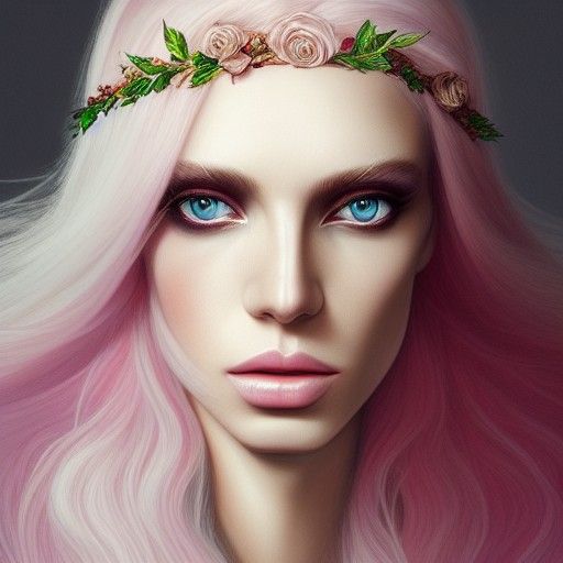 Decadent Androgynous God Portrait with Roses