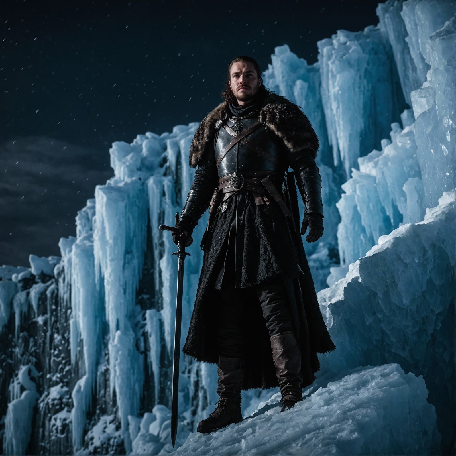 Night Watch Ranger Stands Guard Atop Ice Wall