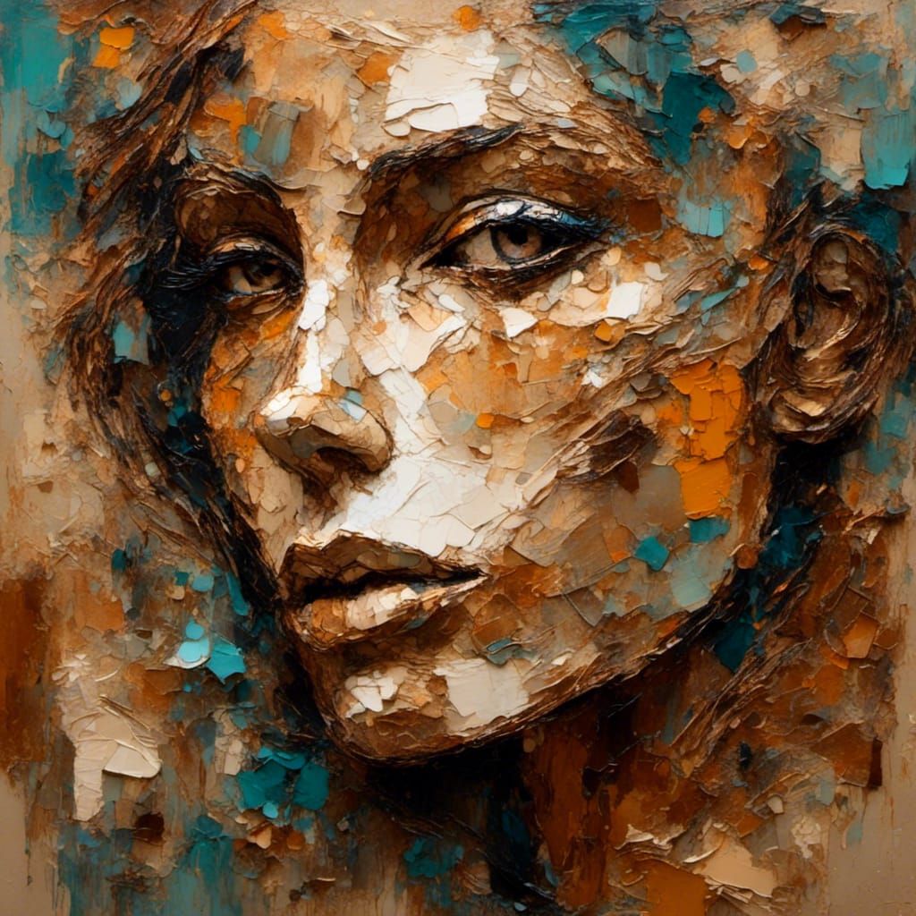 Cubist Woman Portrait with Geometric Shapes