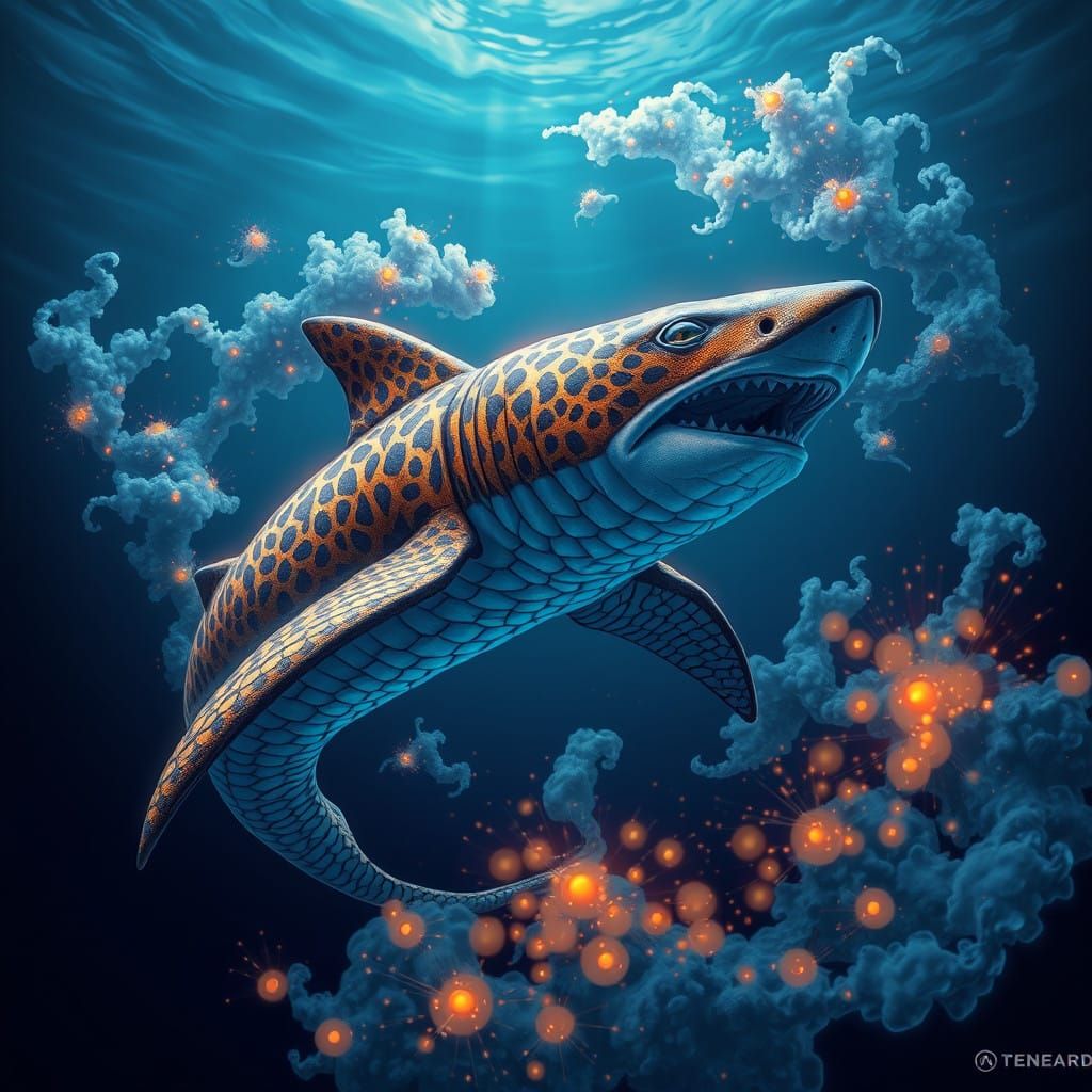 Majestic Jaguar-Shark Hybrid Emerges from Mystical Ocean in...