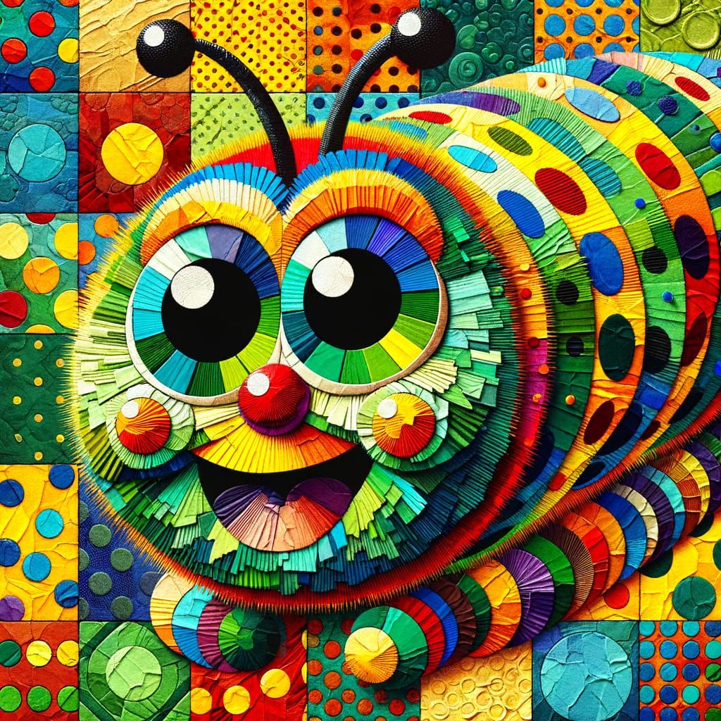 Cheerful Caterpillar Collage Illustration for Children