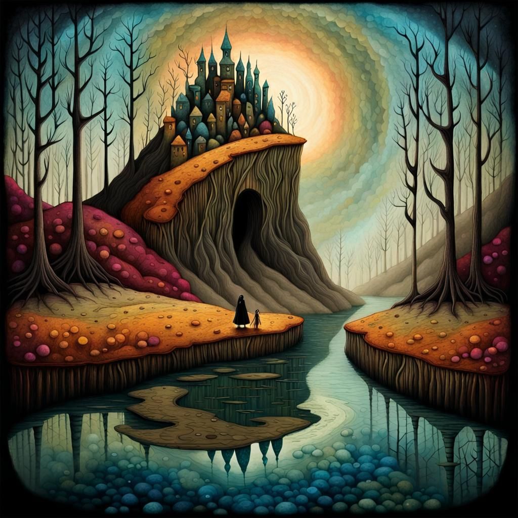 Surreal Landscape Inspired by Folk Art