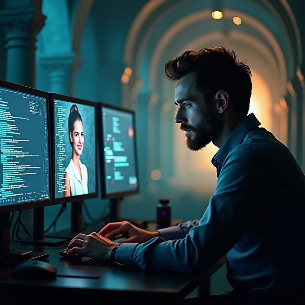 Tech Professional's Dreamy Reverie: a Matte Painting