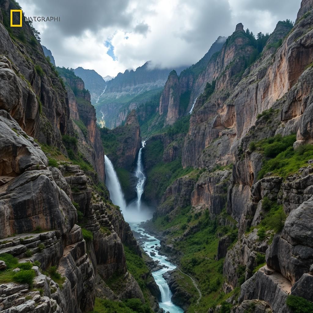 Magnificent Mountain Gorge in National Geographic Style