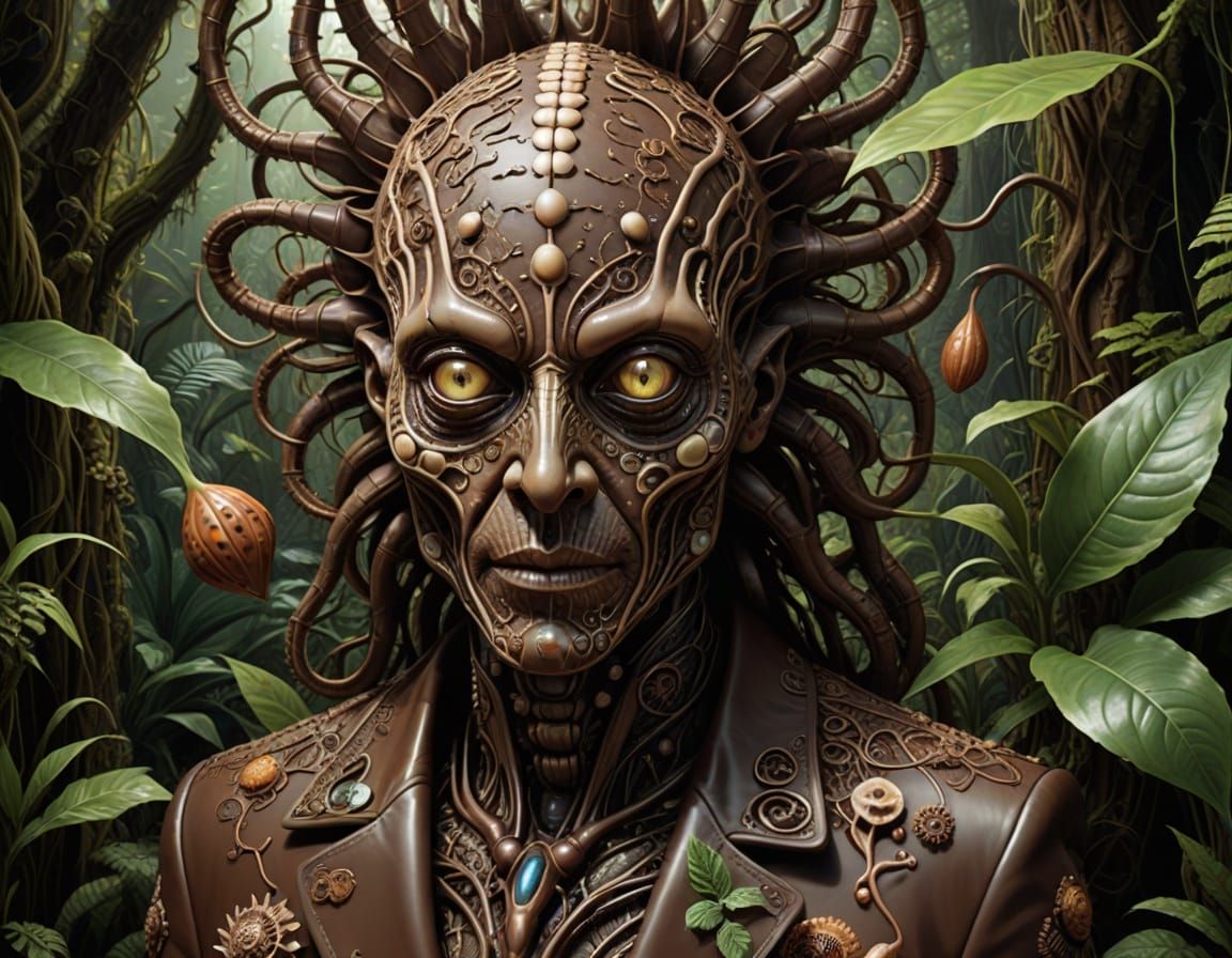 Alien Botanist Portrait in Chocolate Jungle