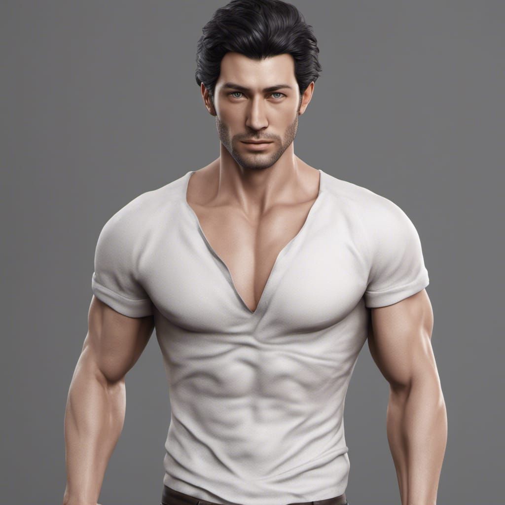 Handsome Japanese Man Portrait in Hyperrealistic 8K