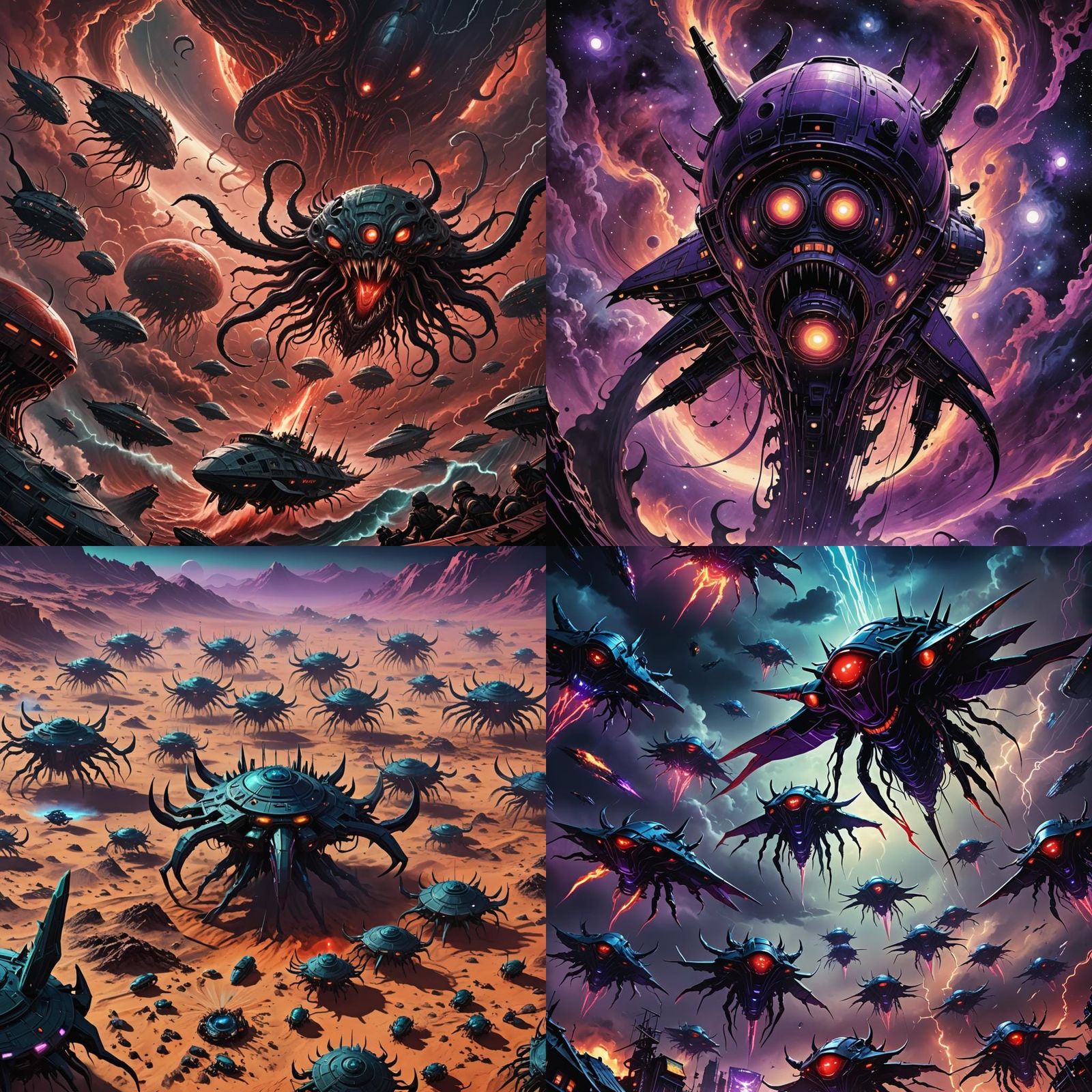 Demonic Alien Fleet in Anime Style