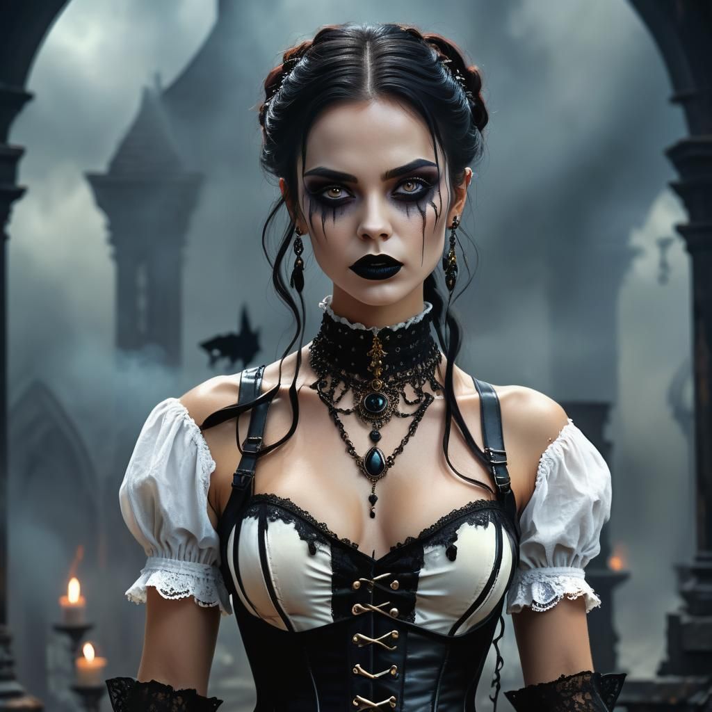 Breathtaking Gothic Woman in Oil Painting Style