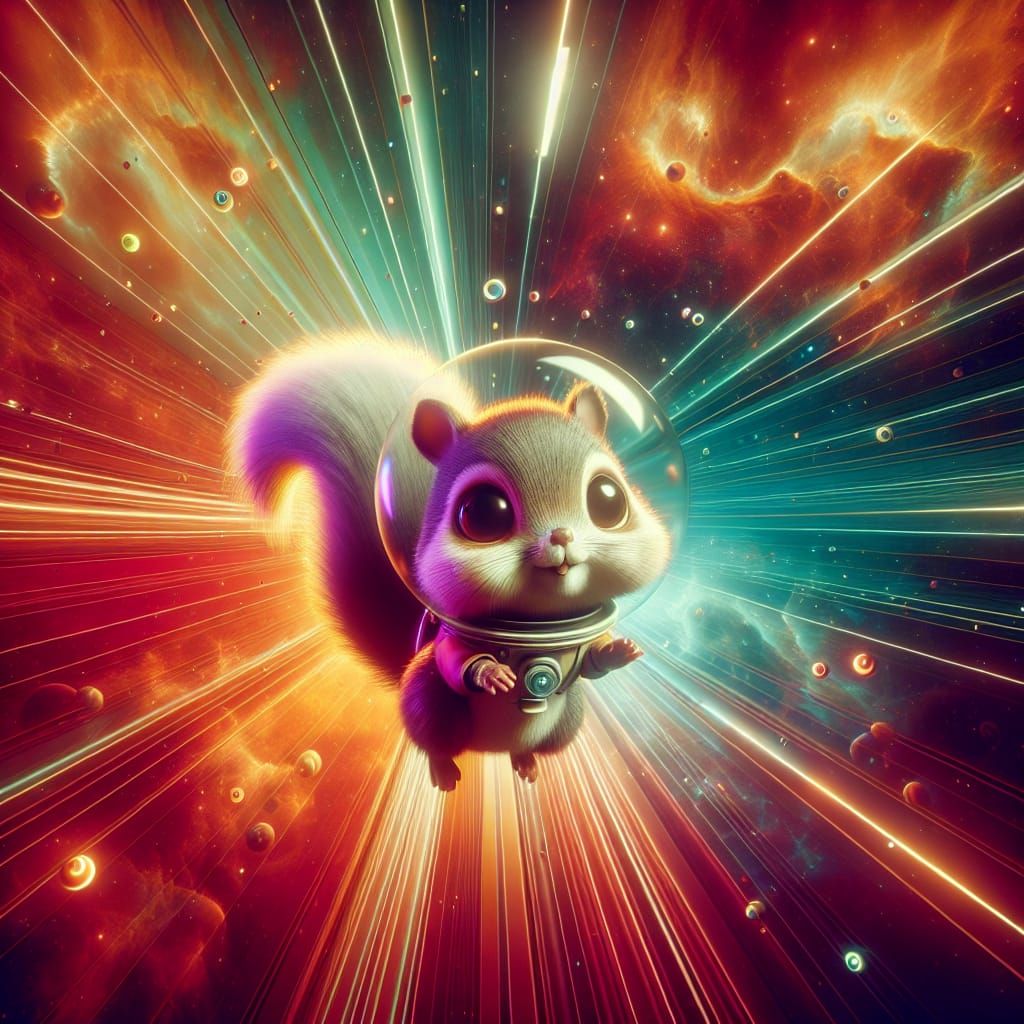 Squirrel Astronaut in Space: 3D Digital Art