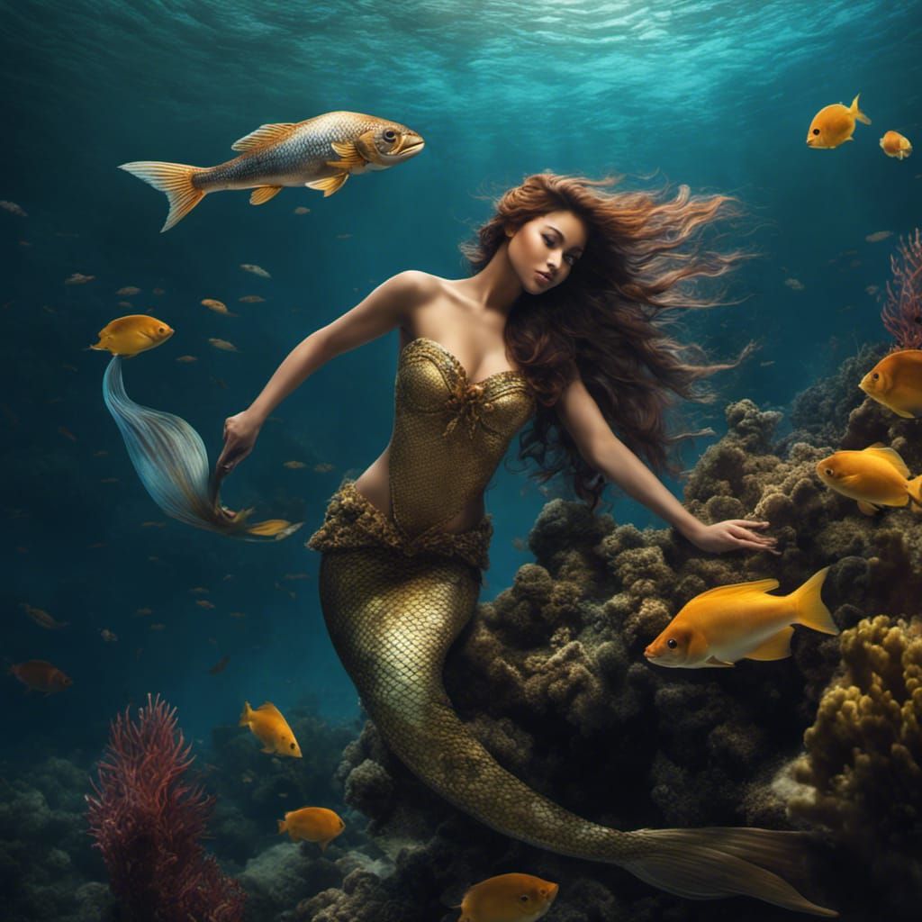 Vibrant Indonesian Mermaid in Stunning Hyper-Realistic Under...