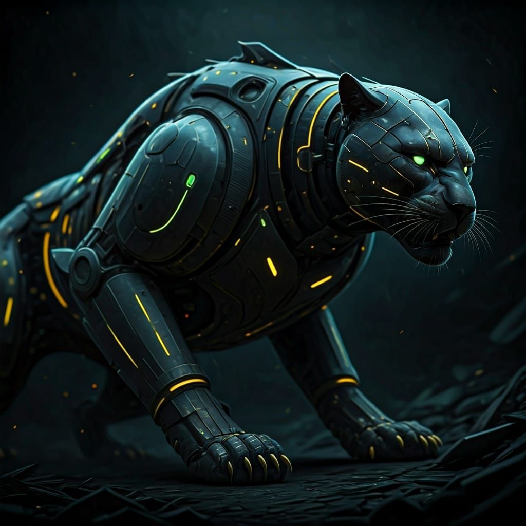 Cyberpunk Biomech Panther-Wasp-Scorpion Hybrid Predator