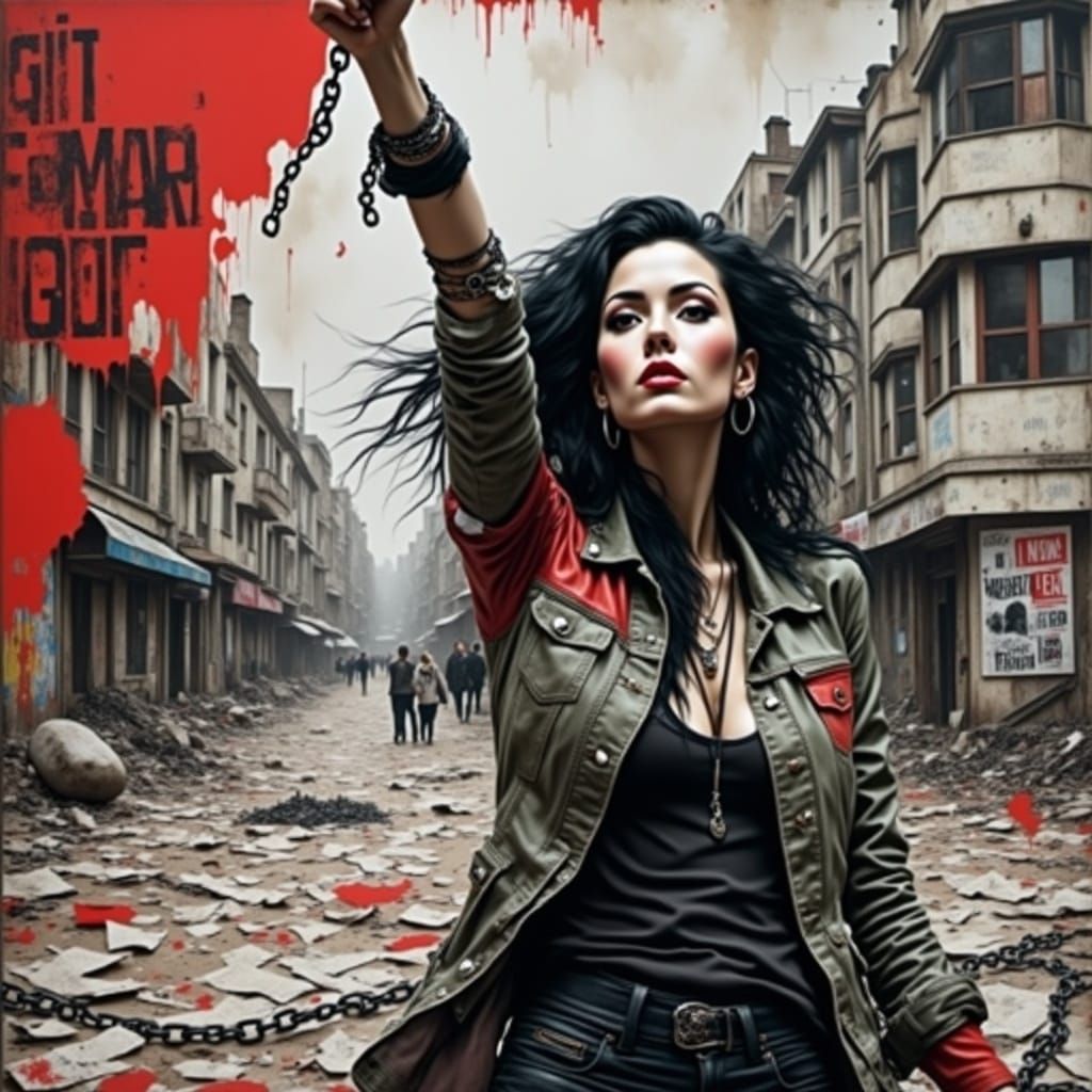 Young Rebel in Urban Chaos, Grungepunk Style