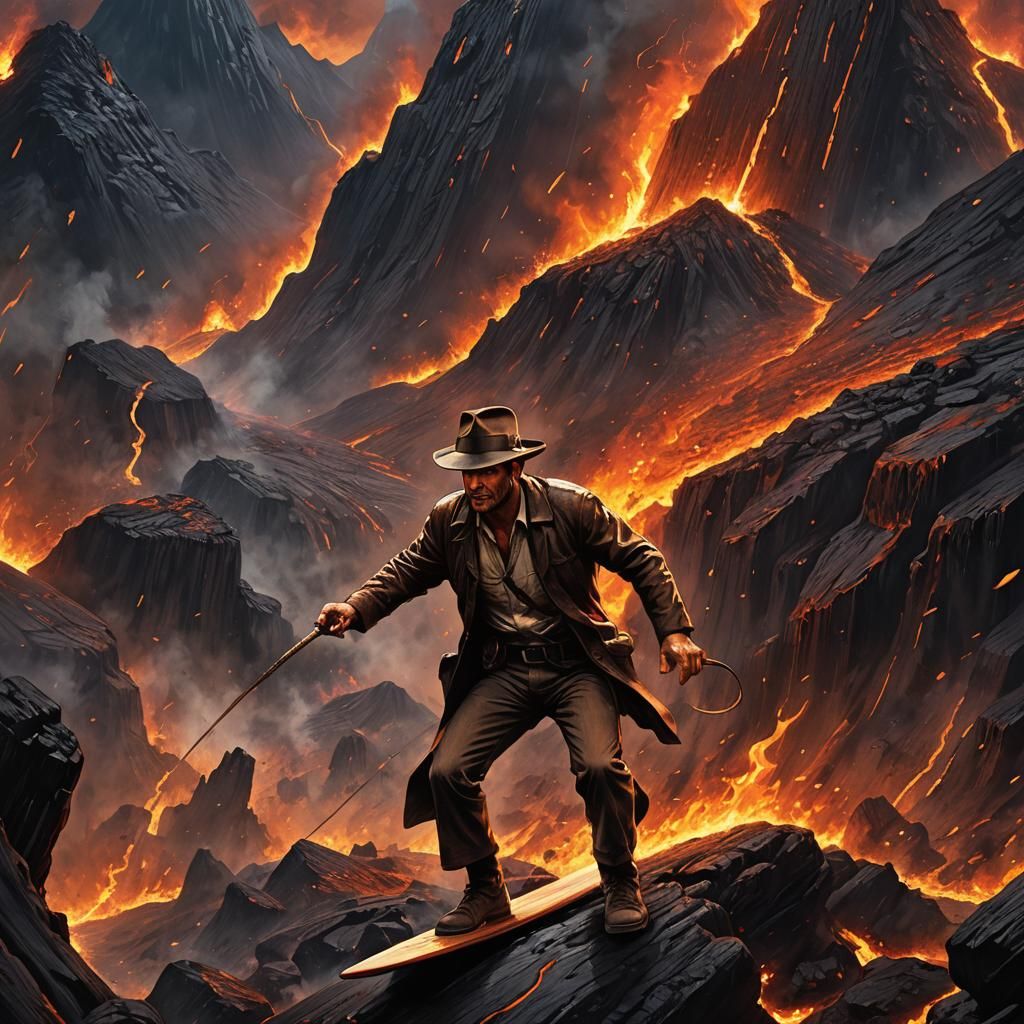 Indiana Jones Surfs a Volcano in Epic Style