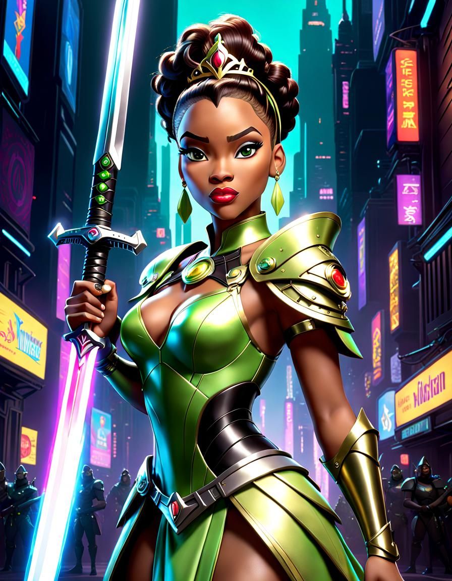Cyberpunk Tiana: Disney Princess Warrior