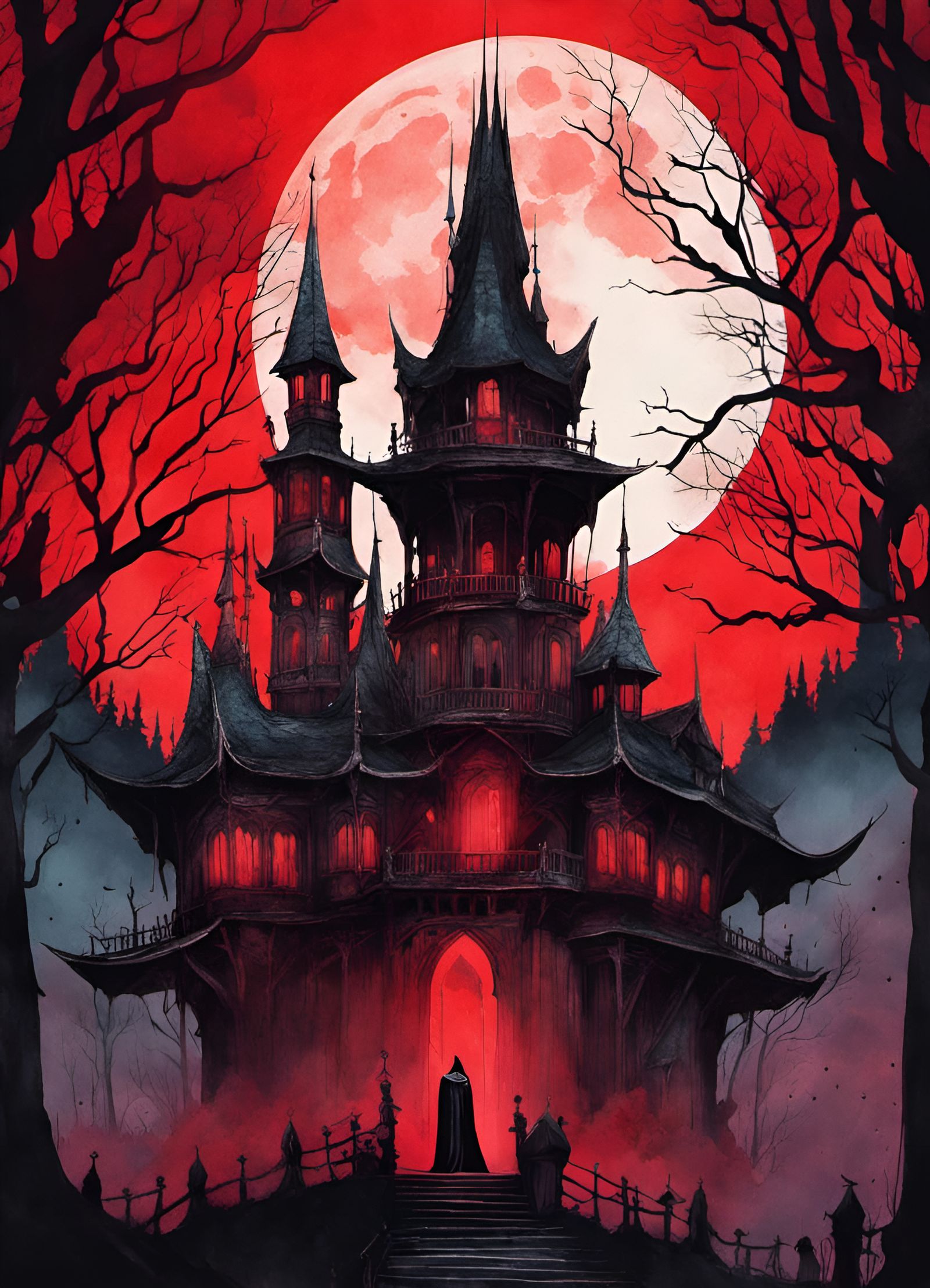 Demon Castle Dracula in Gothic Horror Style