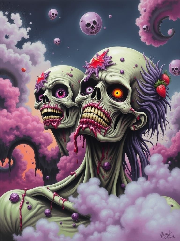 Gothic Zombies in Neon Mist