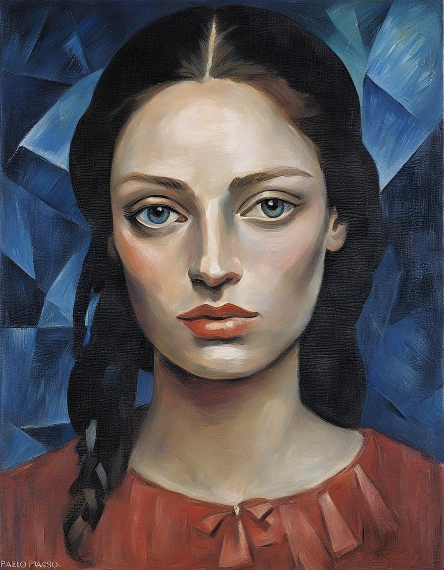 Impasto Young Woman in Picasso-esque Fantasy