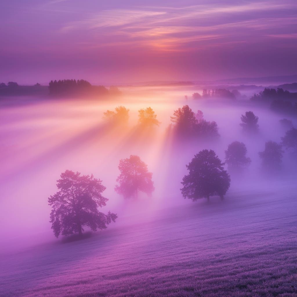 Ethereal Impressionistic Landscape in Soft Purple Hues