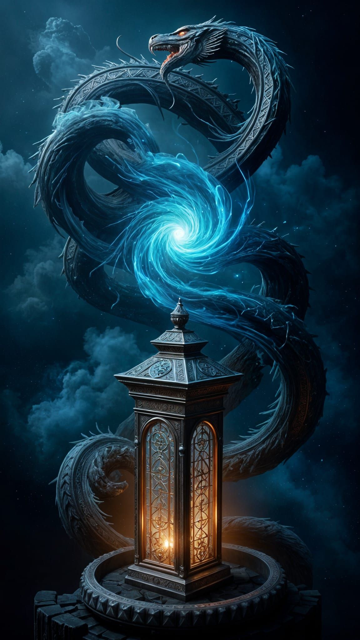 Ornate Lantern of Lost Souls in Dark Fantasy Garden
