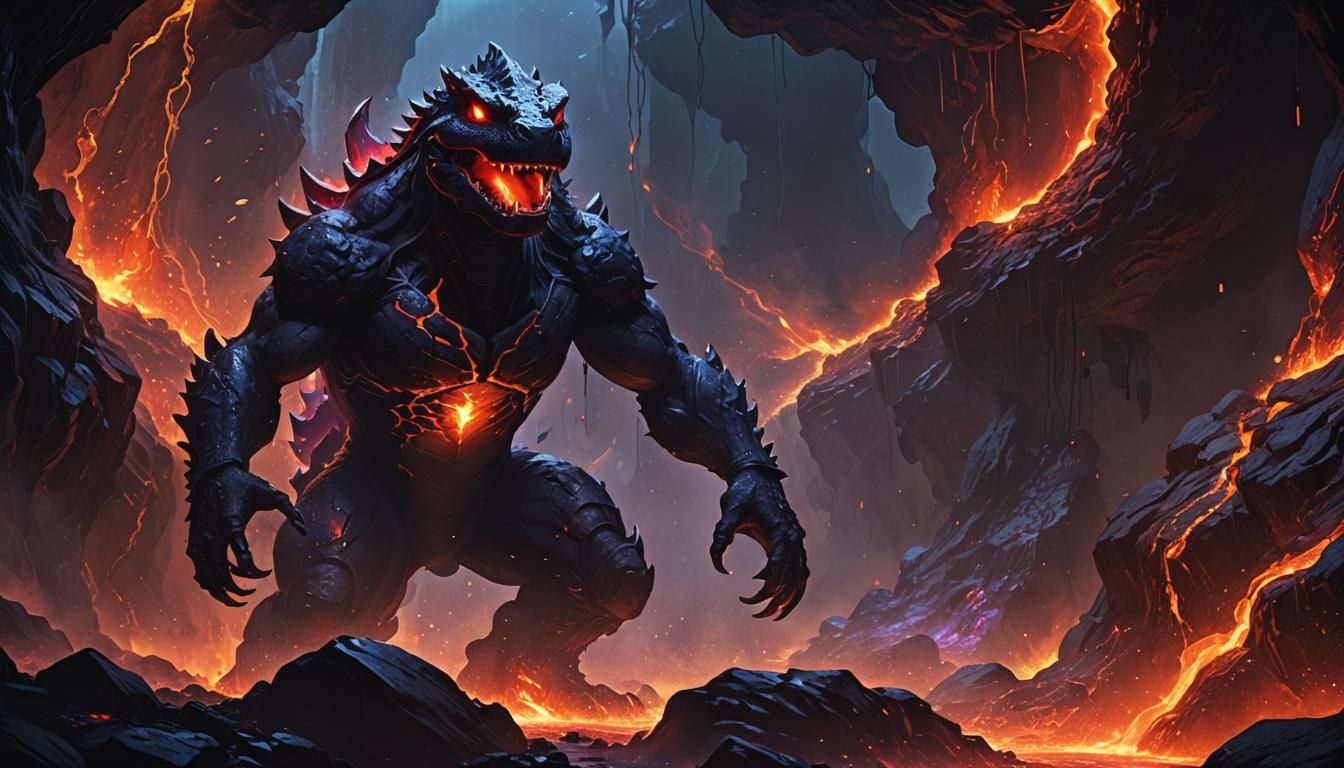 Blackyoshi's Descent: Fantasy Lava Cave Concept Art