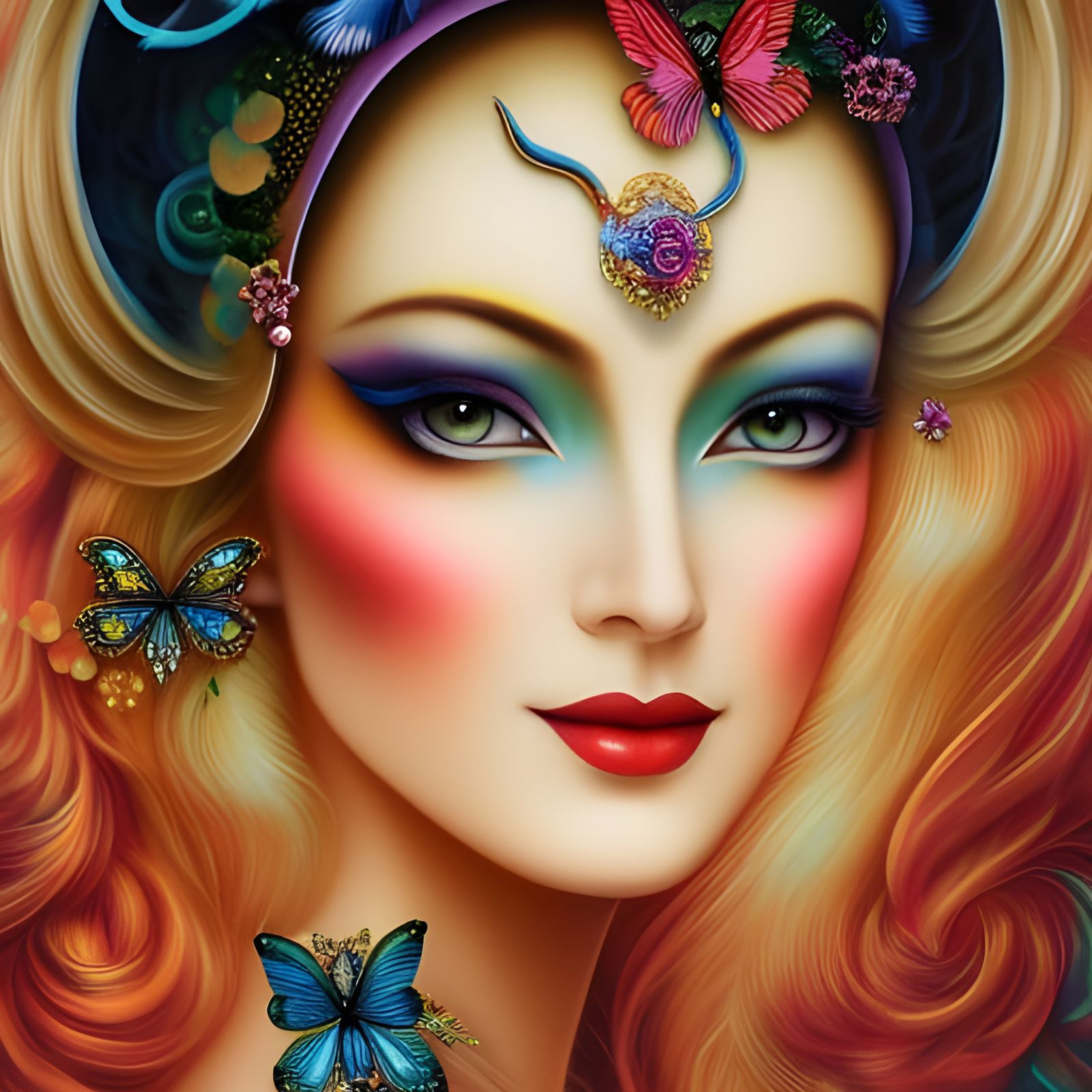 Portrait of Young Woman in Paradise Garden