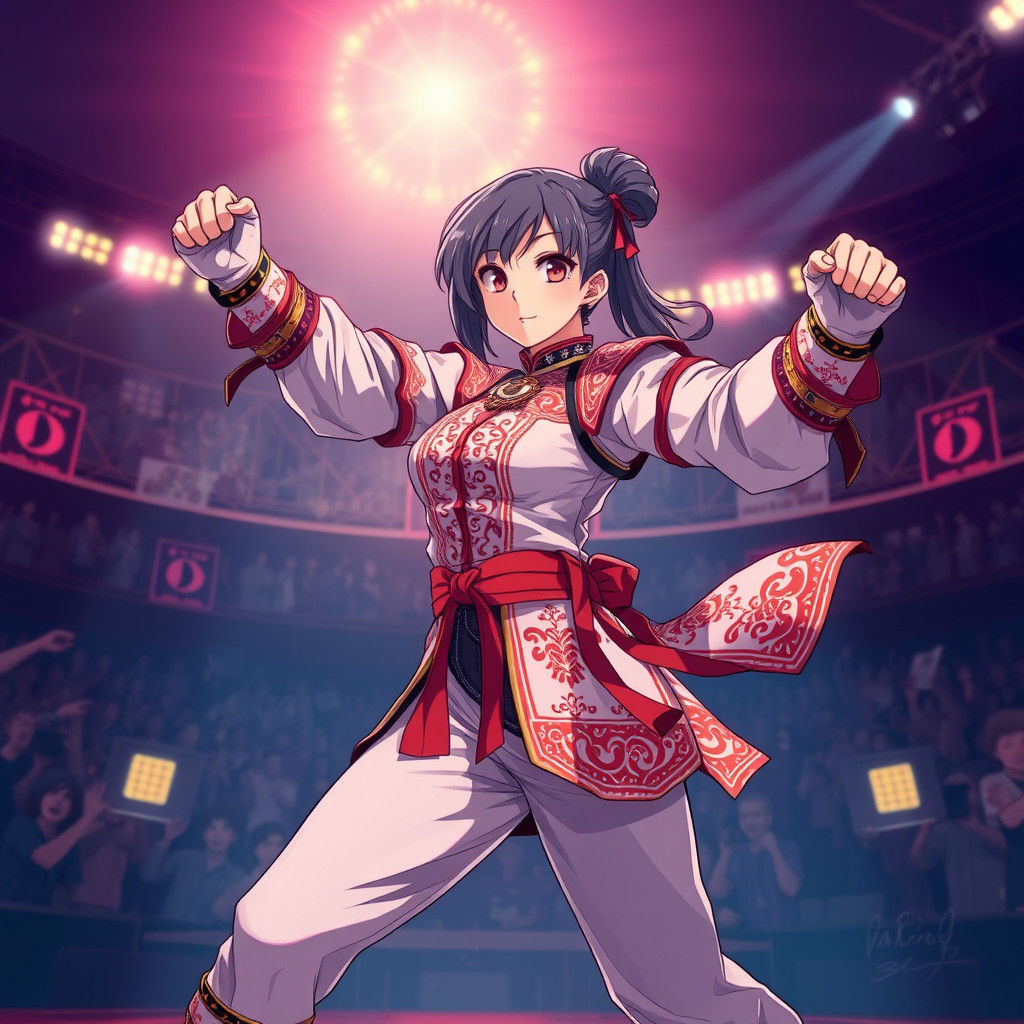 Victorious Polish Fighter in Anime Style