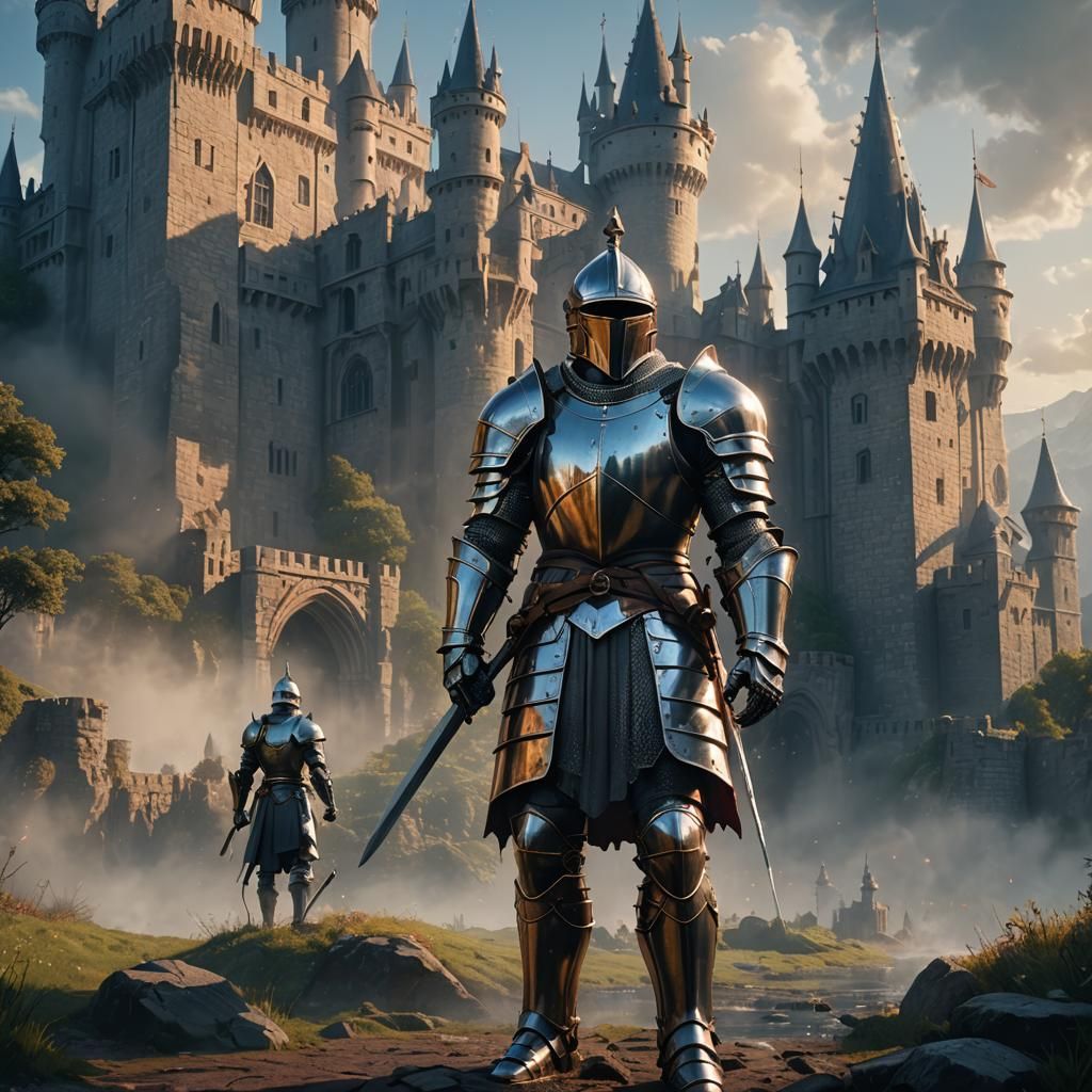 Knight and Castle: Modernist Fantasy Concept Art