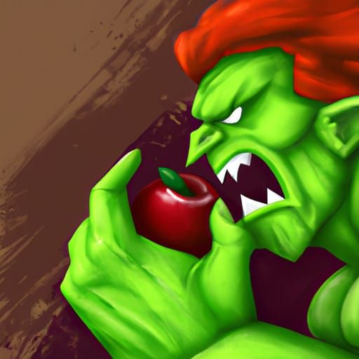 Red Hulk Eating a Green Apple