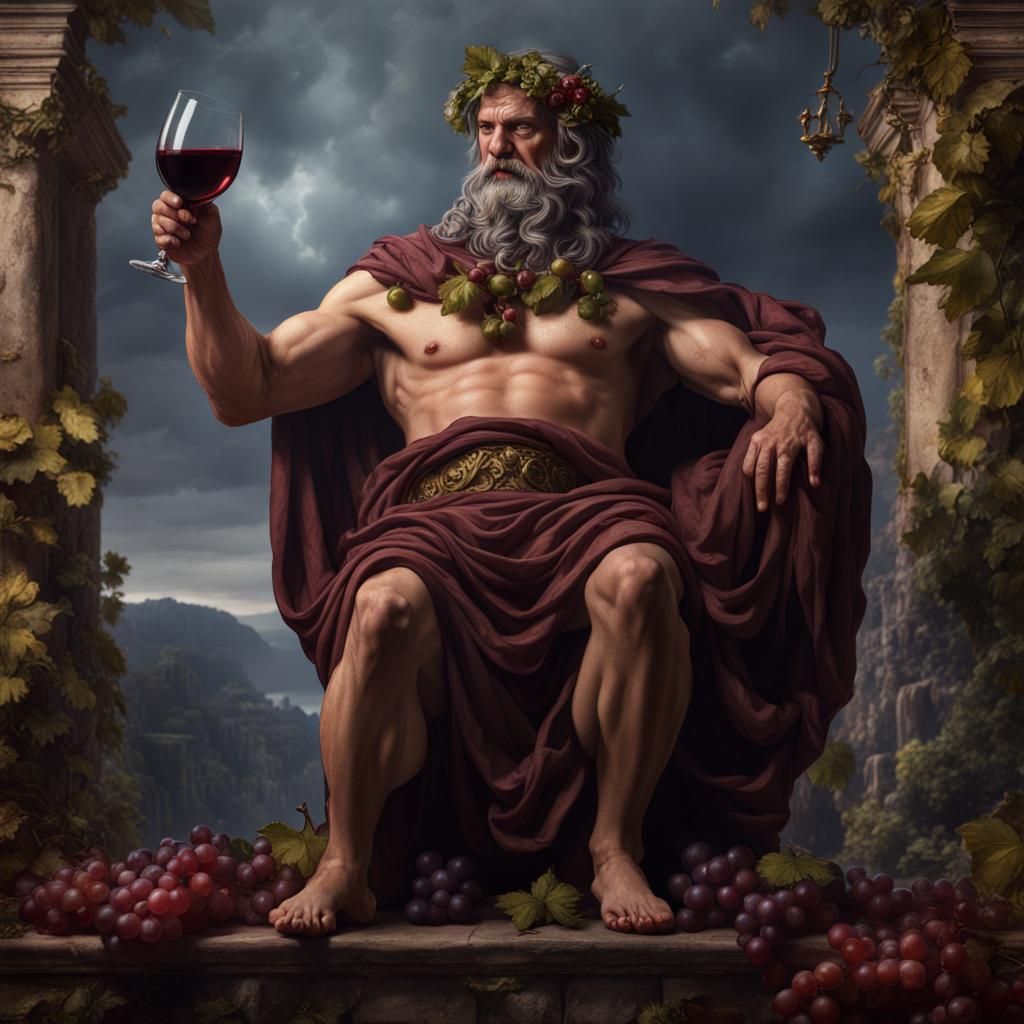 Dionysus, God of Wine, in Detailed Matte Painting