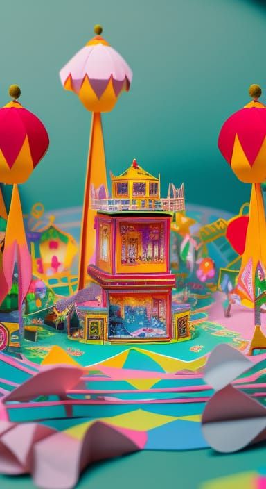 Whimsical Funfair Wonderland in 3D Pop-Up Book