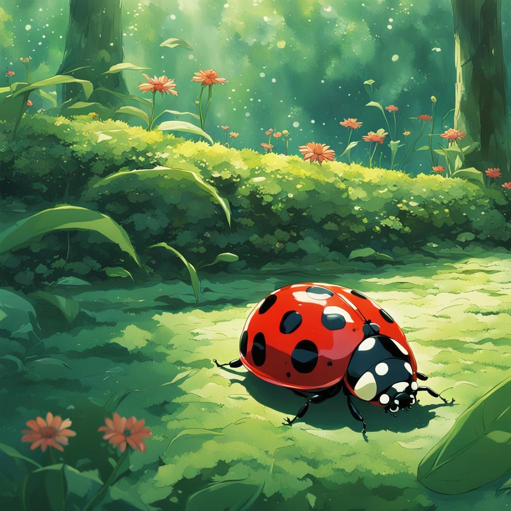 Ladybug in Studio Ghibli Anime Style