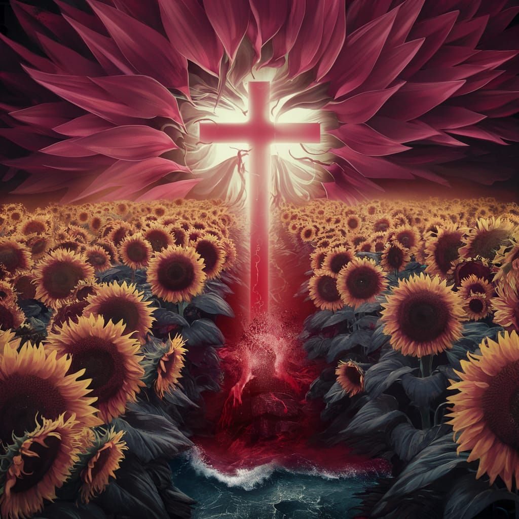 Surreal Sunflower Field Reveals Bloody Cross