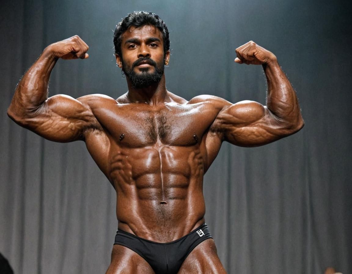 Sri Lankan Bodybuilder Posing on Stage