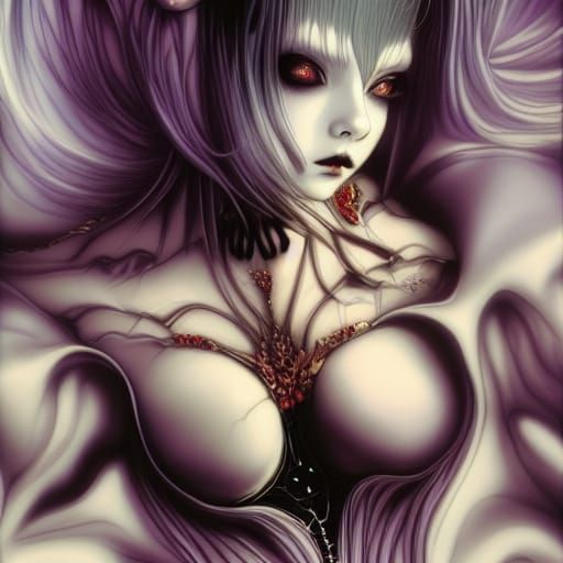 Vampire Ice Queen in Anime Horror Style