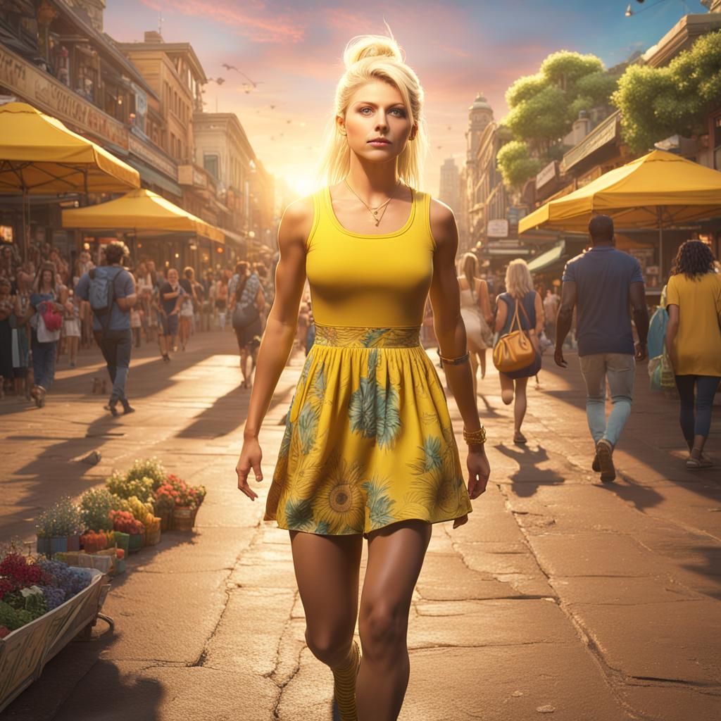 Alexa Bliss in Yellow Dress: Matte Painting, 8K