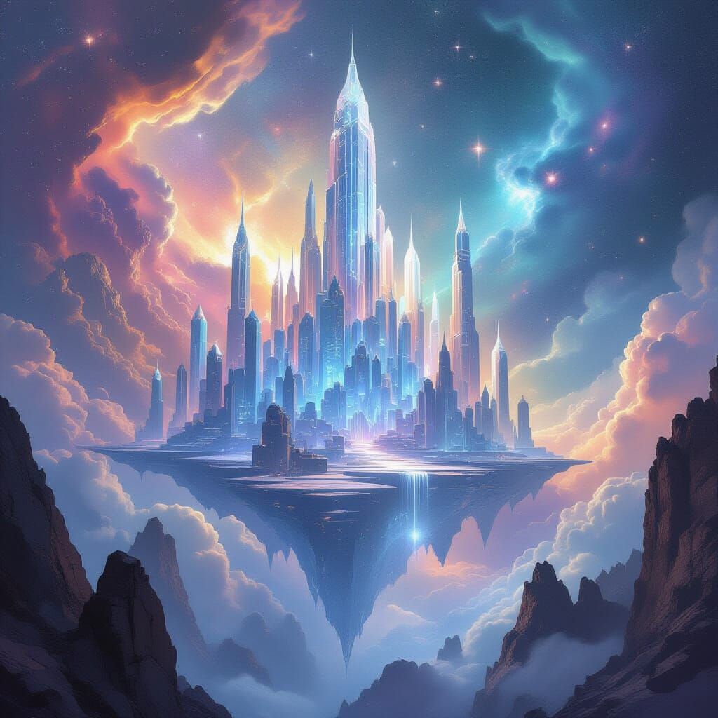 Floating Crystalline City in Cosmic Nebulae