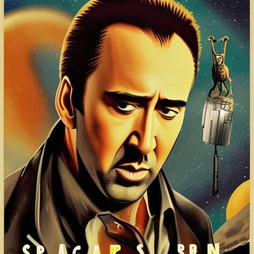 Space Western Movie Poster with Giraffe Sidekick