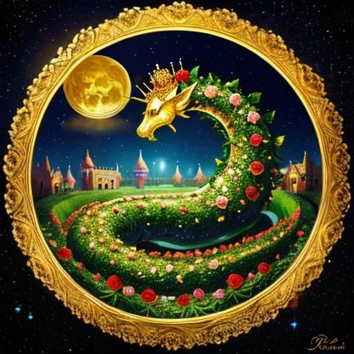 Golden Rose Serpent in Mythical Roseland