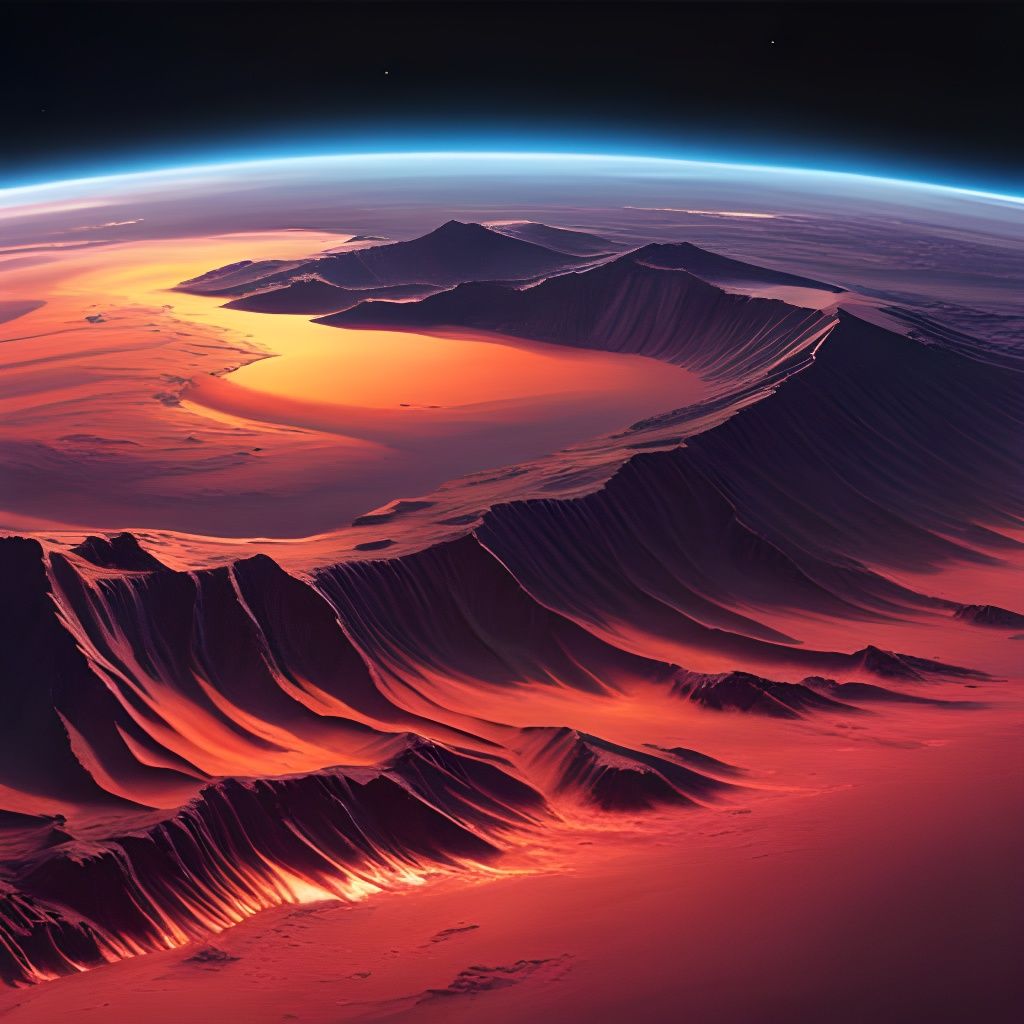 Distant Planet Captured by Satellite in Cyberpunk Style